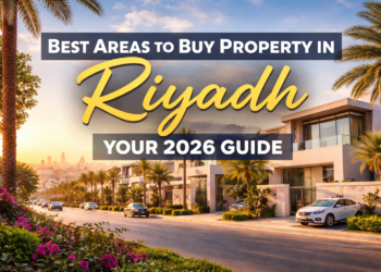 Modern villas in Riyadh at sunset showcasing one of the best areas to buy property in Riyadh in 2026